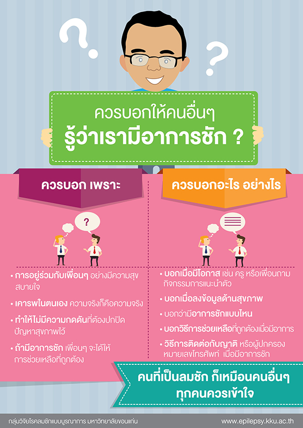 ควรบอกให้คนอื่นๆรู้ว่าเราเป็นลมชัก ควรบอกให้คนอื่นๆรู้ว่าเราเป็นลมชัก